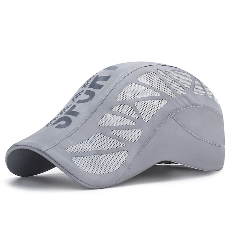 Quick Dry Men Sports Hat, Golf Driving Cycling Cap, Letter Print Newsboy Flat Ivy, Breathable Net Mesh Summer Baseball