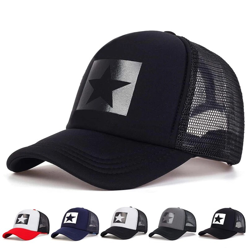 Adjustable Casual Hats Sunscreen Hat FivePointed Star Printed Baseball Net Caps Spring And Summer O 0
