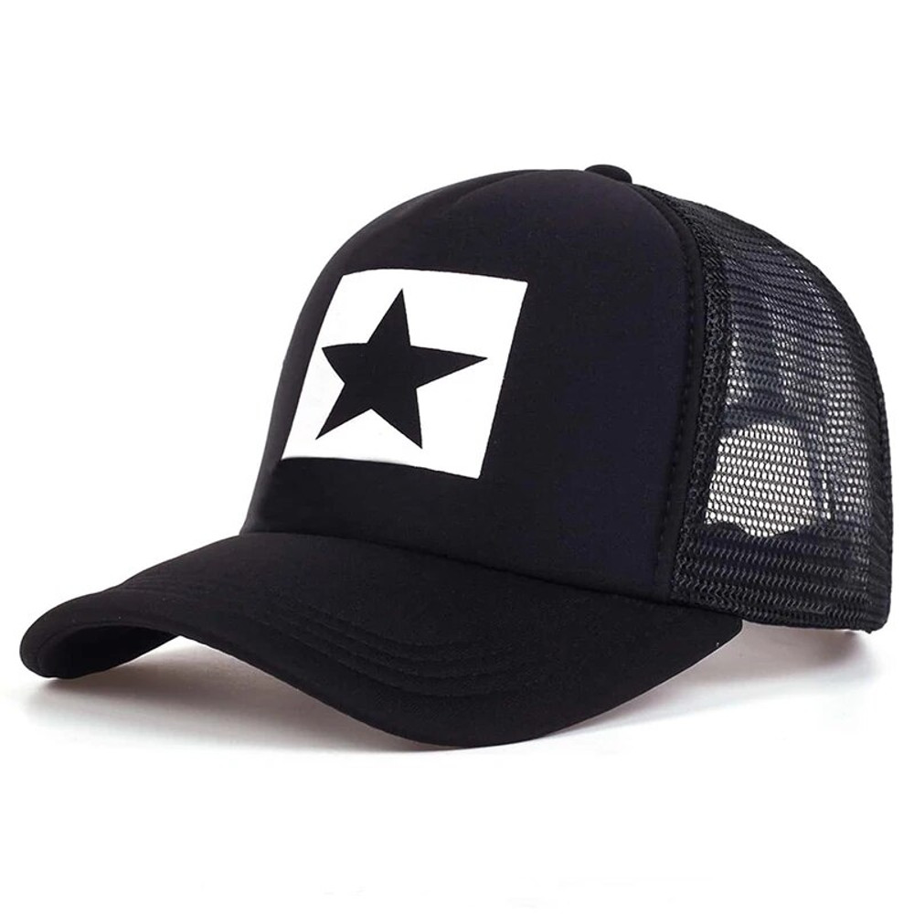 Adjustable Casual Hats Sunscreen Hat, Five-Pointed Star Printed Baseball Net Caps, Spring and Summer Outdoor Wear