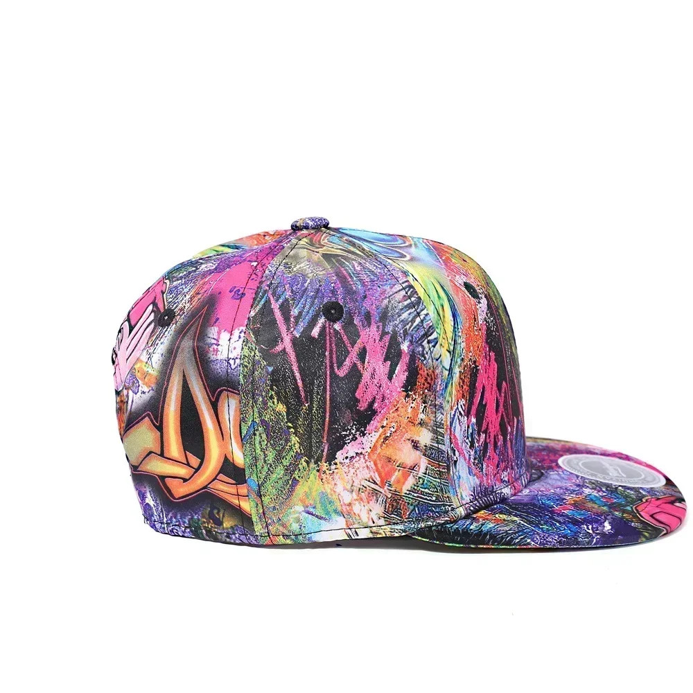 Graffiti Printing Baseball Cap, Men Bones Snapback Hat Women Flat Visor Hip Hop Caps, Streetwear Sun Hats Random Pattern