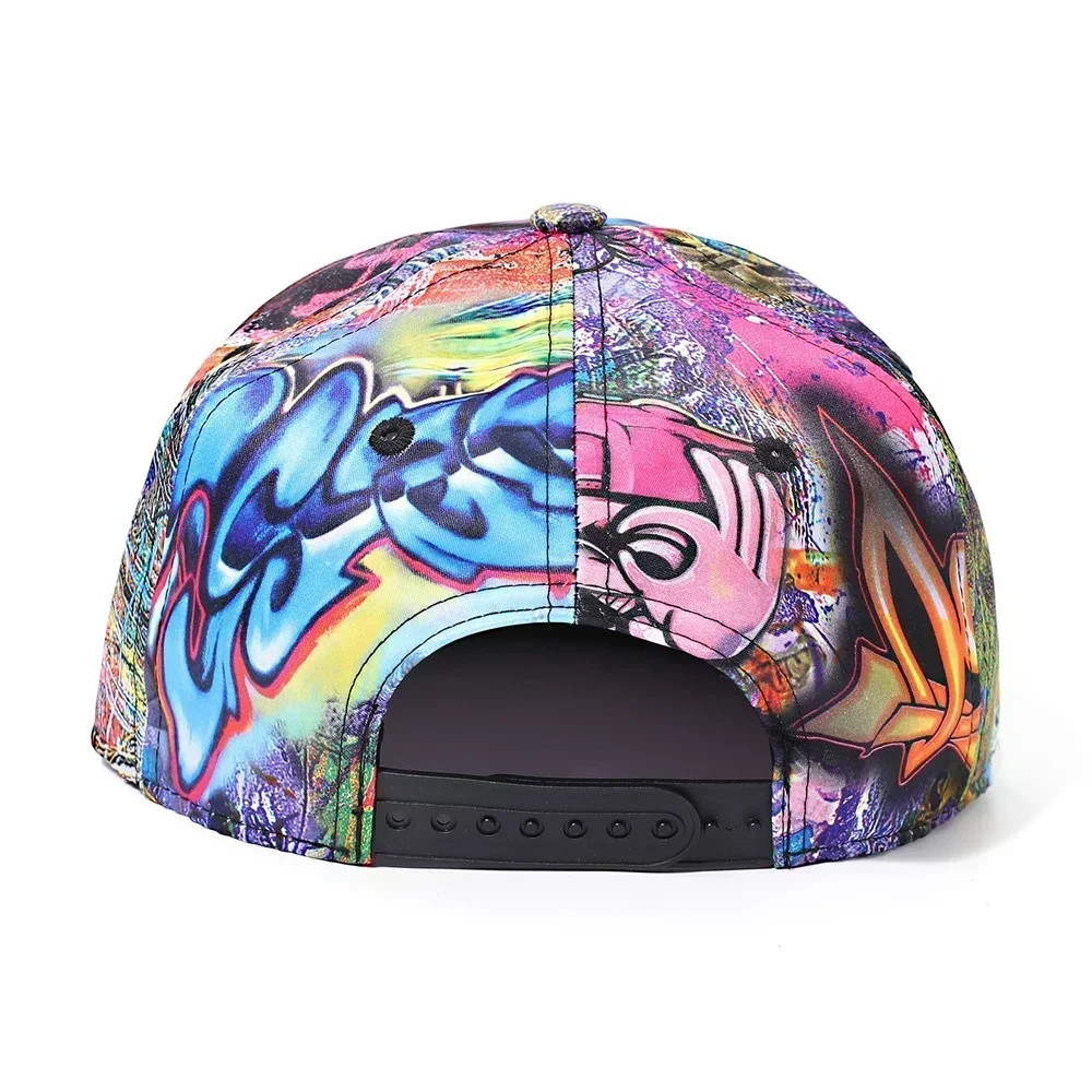 Graffiti Printing Baseball Cap, Men Bones Snapback Hat Women Flat Visor Hip Hop Caps, Streetwear Sun Hats Random Pattern