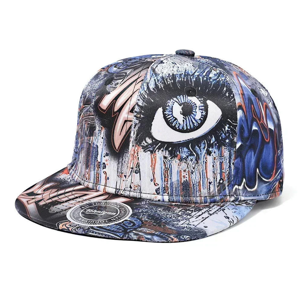 Graffiti Printing Baseball Cap, Men Bones Snapback Hat Women Flat Visor Hip Hop Caps, Streetwear Sun Hats Random Pattern