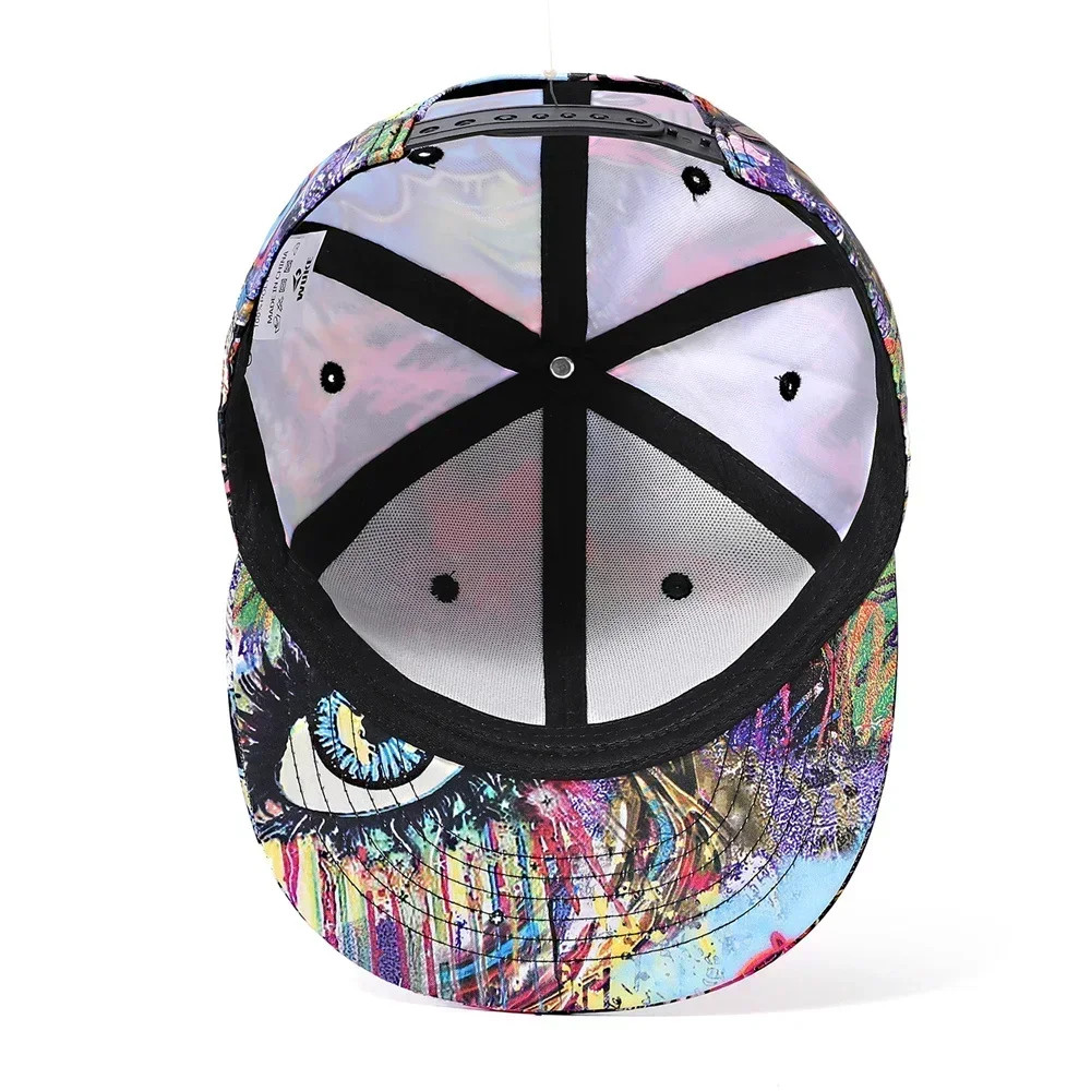 Graffiti Printing Baseball Cap, Men Bones Snapback Hat Women Flat Visor Hip Hop Caps, Streetwear Sun Hats Random Pattern