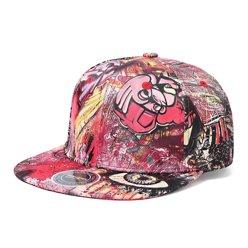 Graffiti Printing Baseball Cap, Men Bones Snapback Hat Women Flat Visor Hip Hop Caps, Streetwear Sun Hats Random Pattern
