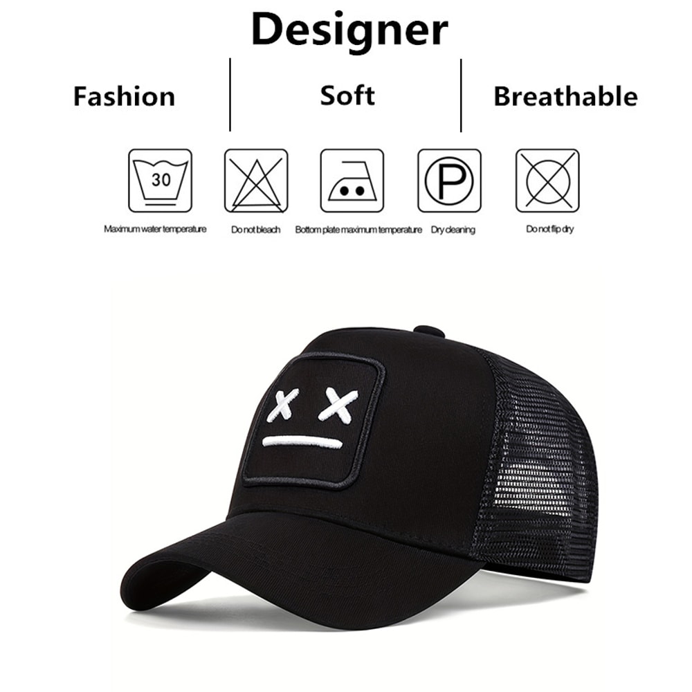 Unisex Embroidery Baseball Net Caps, Adjustable Casual Hats, Hip Hop Cap Spring and Summer Outdoor Sunscreen Hat