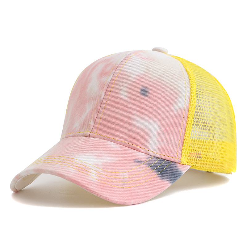 New Women Ponytail Cap Tie Dyeing Design Baseball Cap Female Streetwear Trendy Trucker Hats For Eve 5