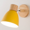 Modern Nordic LED Wall Lamp With Switch, Iron Wall Light E27 Wooden Base, Bedroom Living Room Macaroon Home Decor