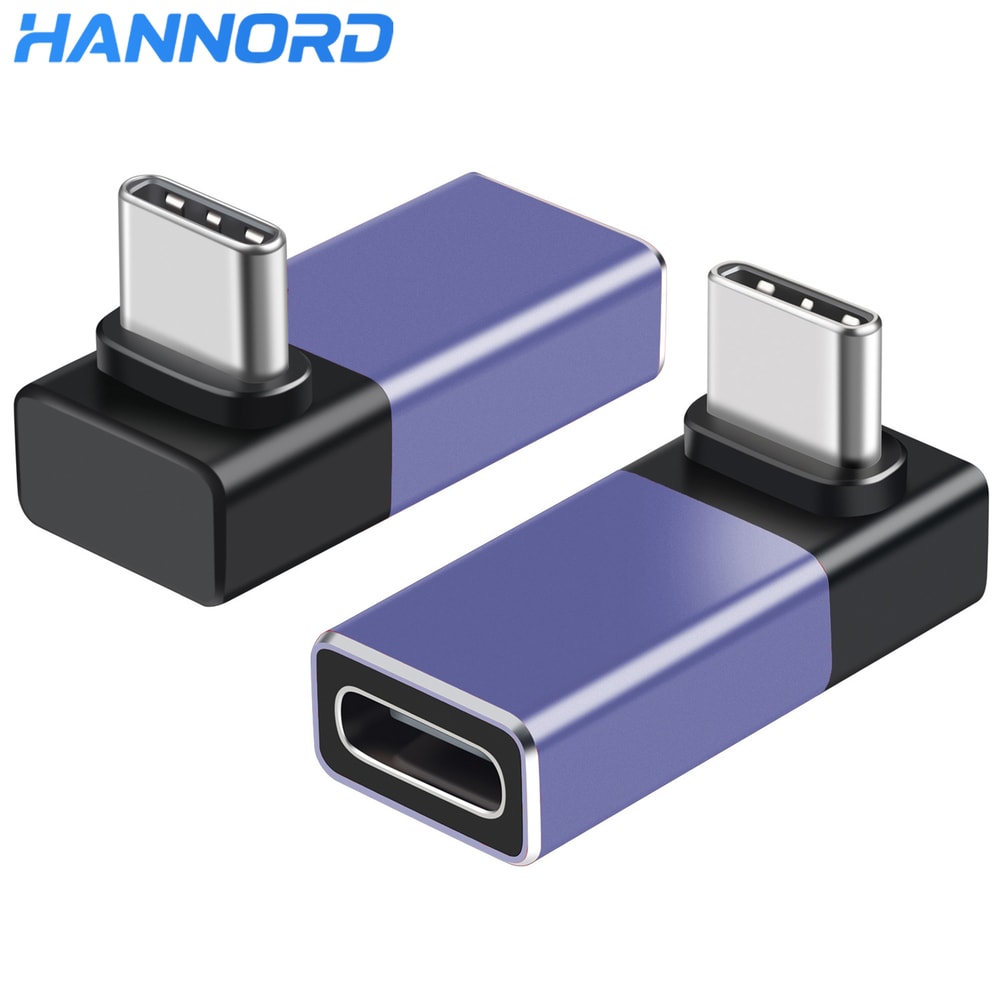 Hannord USB 90 Degree Type-C Adapter 40Gbps Fast Data Transfer, Thunderbolt 4 Mobile Conversion Head, 2 Pack