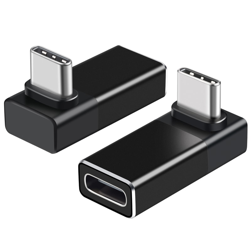 Hannord USB 90 Degree Type-C Adapter 40Gbps Fast Data Transfer, Thunderbolt 4 Mobile Conversion Head, 2 Pack