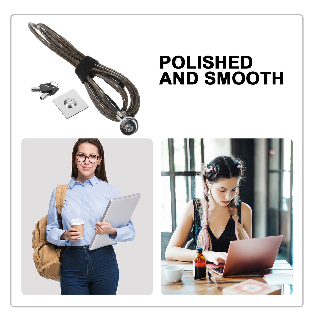 Zinc Alloy Laptop Lock with Extended Steel Cable, Desktop Universal Security Notebook, Computer Black Anti Theft PC Lock