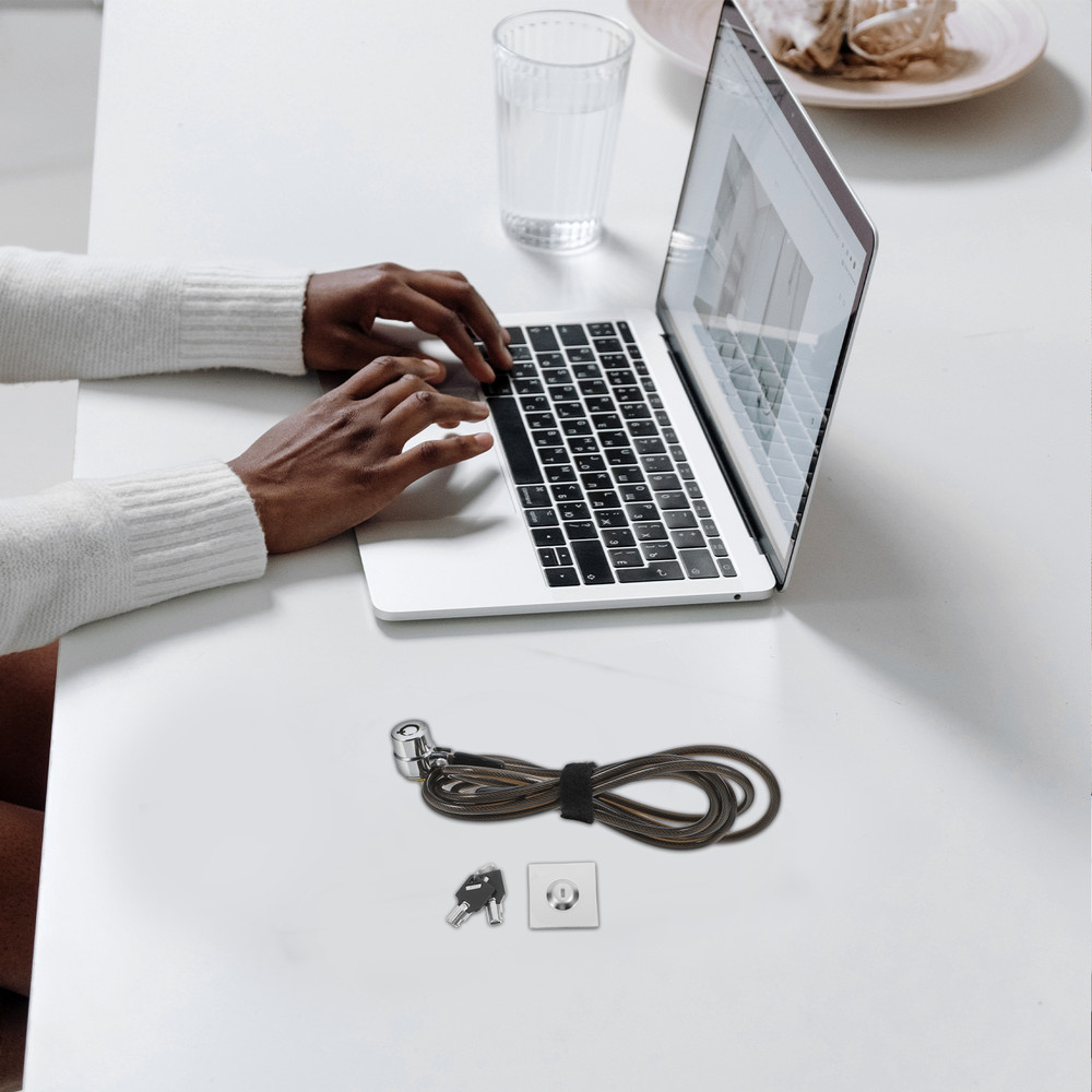 Zinc Alloy Laptop Lock with Extended Steel Cable, Desktop Universal Security Notebook, Computer Black Anti Theft PC Lock