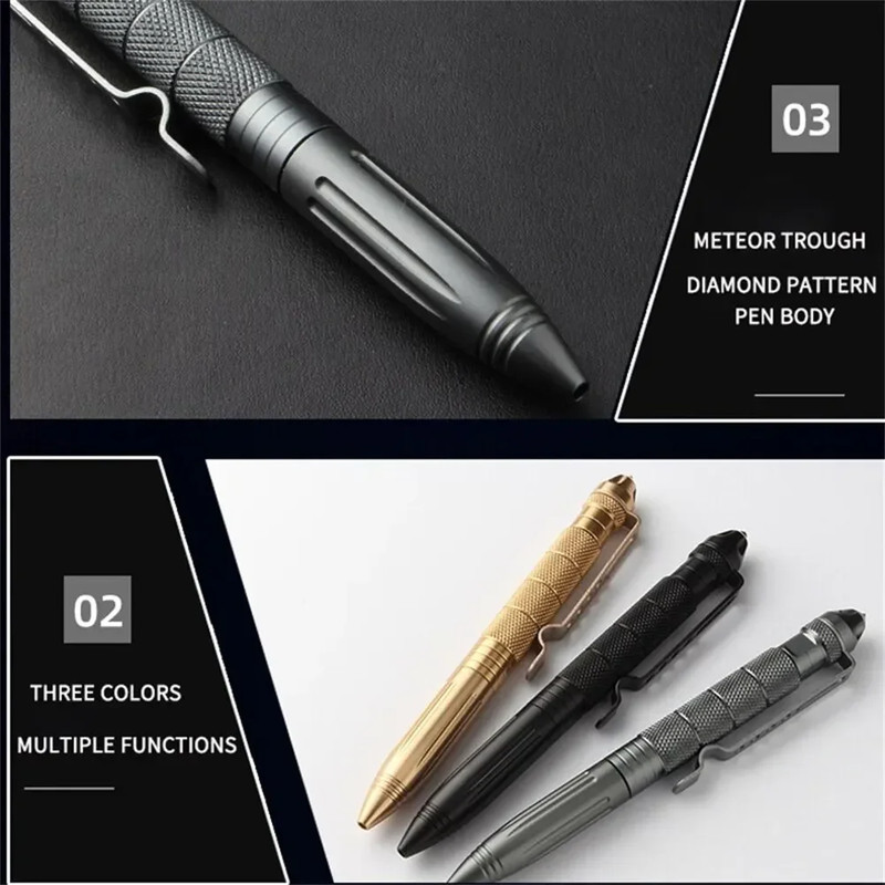 High Quality Self Defense Pen Aluminum Glass Breaker Multi Functional Tactical Pen Steel Anti Skid 5