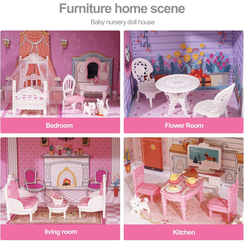 Robotime Robud Victoria Wooden Dollhouse, Furniture House Toy, Preschool Dollhouse for Creative Imaginative Play