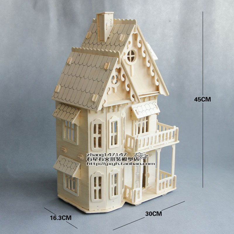 DIY Wooden Dollhouse Miniature Furniture Toy for Dolls, 3D Puzzles Doll House, Pretend Play Toys Gifts for Kids