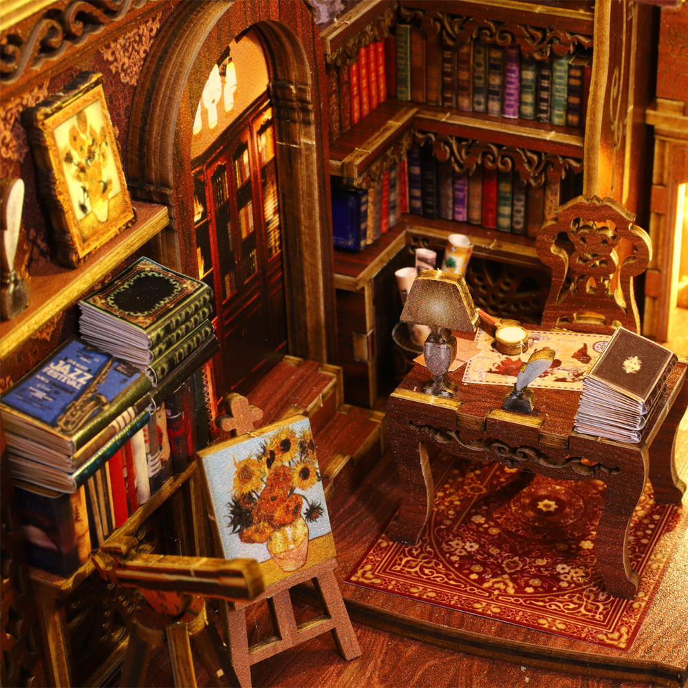 Miniature DIY Doll House Booknook 3D Wooden Puzzle Model For Bookshelf Doll Houses For Adults Teen 4