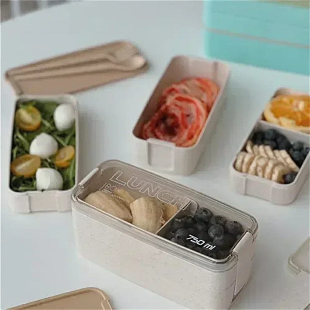 Cute Kids Bento Box Containers, Leakproof Lunch for Kids with Chopsticks, Dishwasher Safe, Microwave Lunch Box