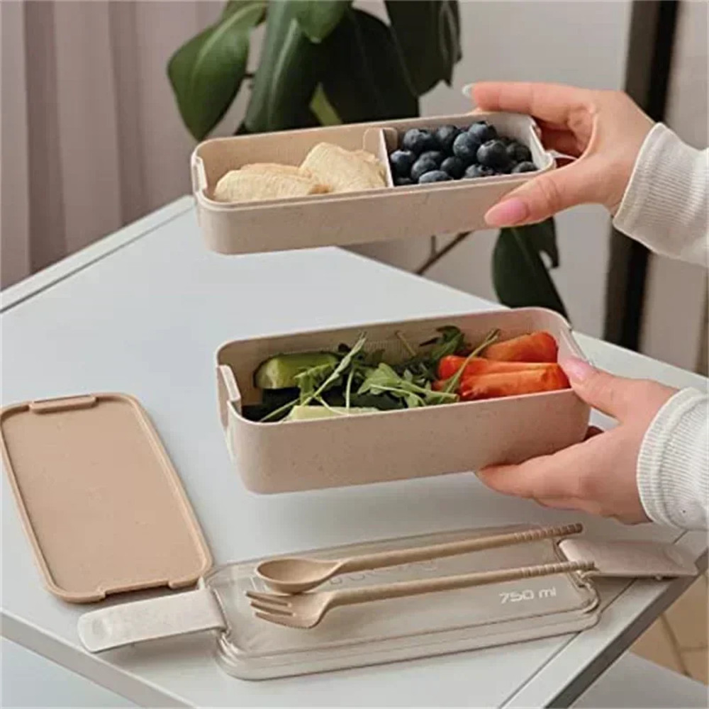 Cute Kids Bento Box Containers, Leakproof Lunch for Kids with Chopsticks, Dishwasher Safe, Microwave Lunch Box