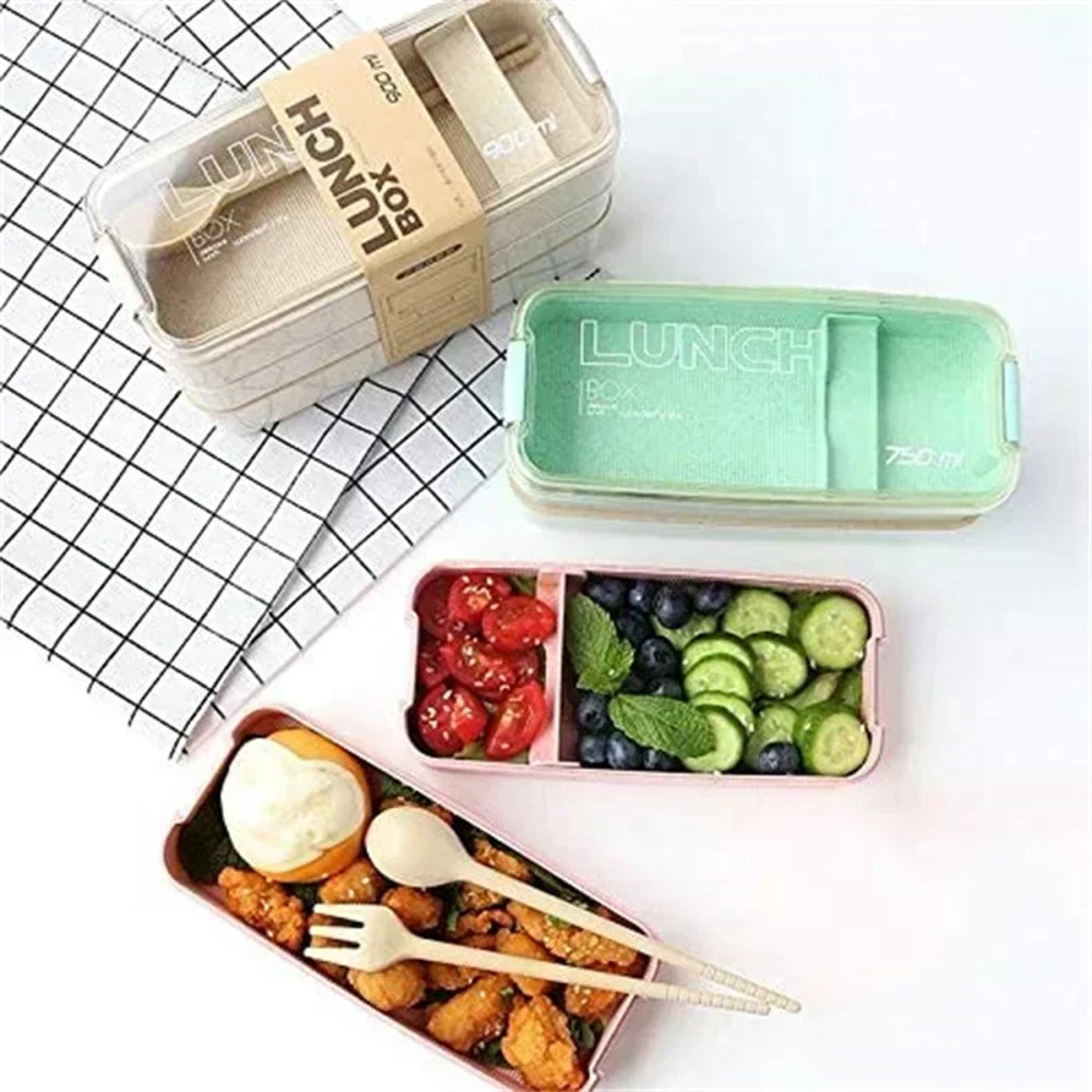Cute Kids Bento Box Containers, Leakproof Lunch for Kids with Chopsticks, Dishwasher Safe, Microwave Lunch Box