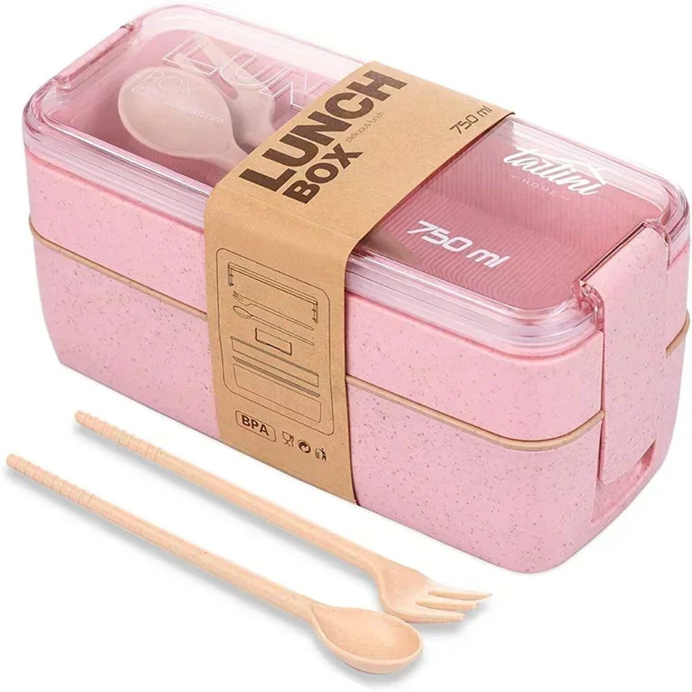 Cute Kids Bento Box Containers, Leakproof Lunch for Kids with Chopsticks, Dishwasher Safe, Microwave Lunch Box
