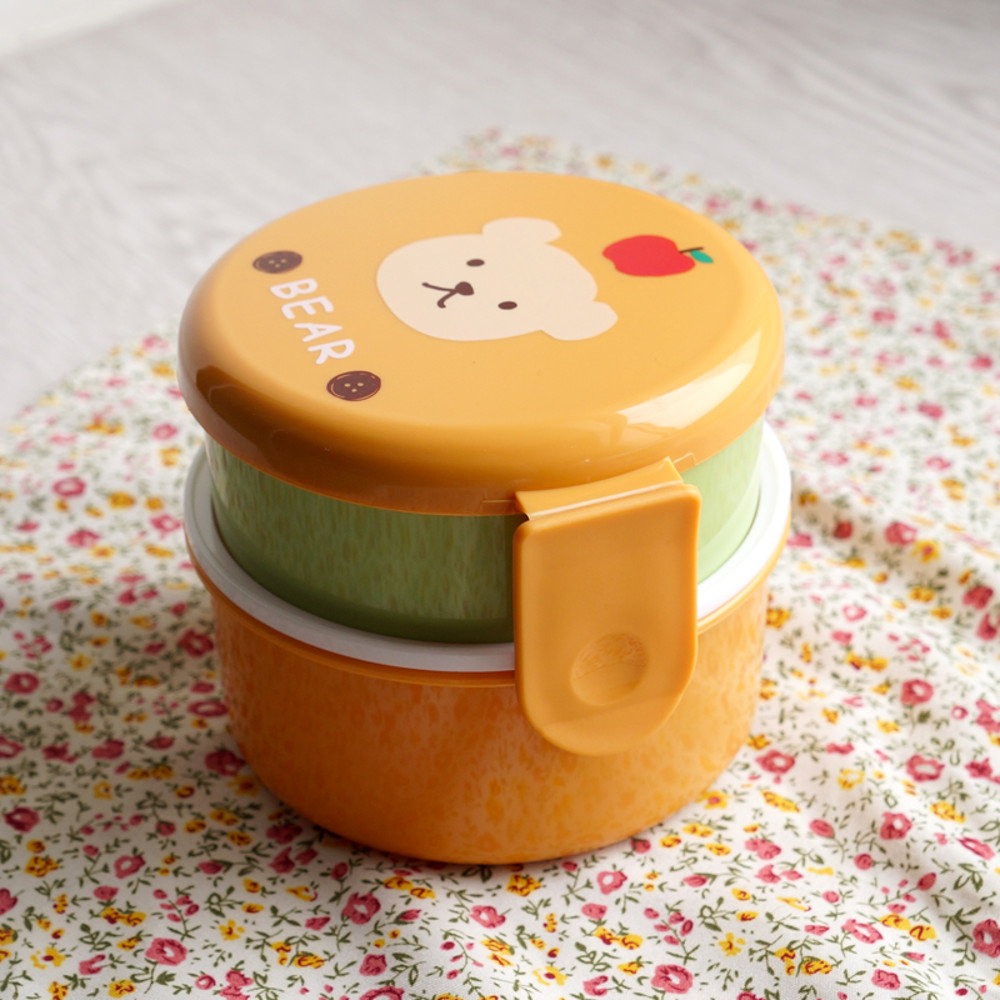 Japanese Cute Animal Lunch Box, Double-layer Mini Bento Box for Kids, Microwave Safe Children's Snack Box