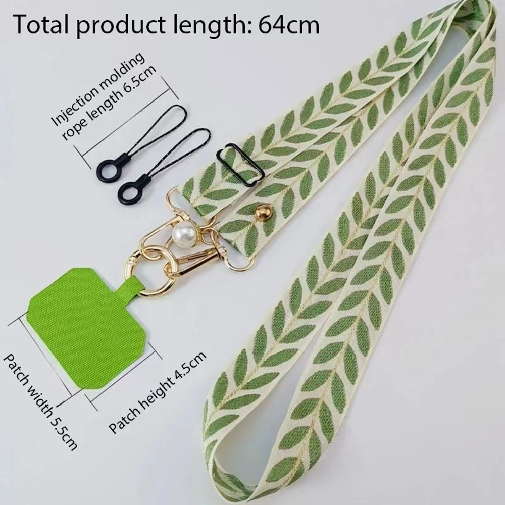 Mobile Phone Lanyard Crossbody Card Neck Cord Clip, Adjustable Long Rope with Pearl Hanging Charm, Anti-lost Strap