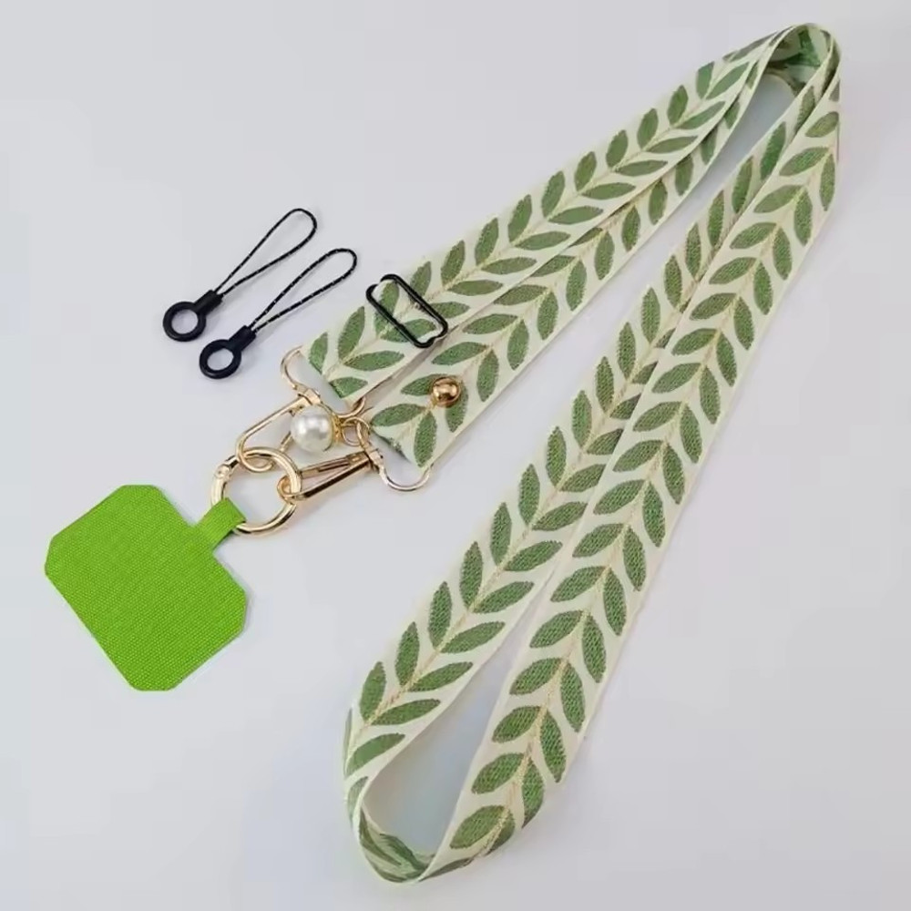 Mobile Phone Lanyard Crossbody Card Neck Cord Clip, Adjustable Long Rope with Pearl Hanging Charm, Anti-lost Strap