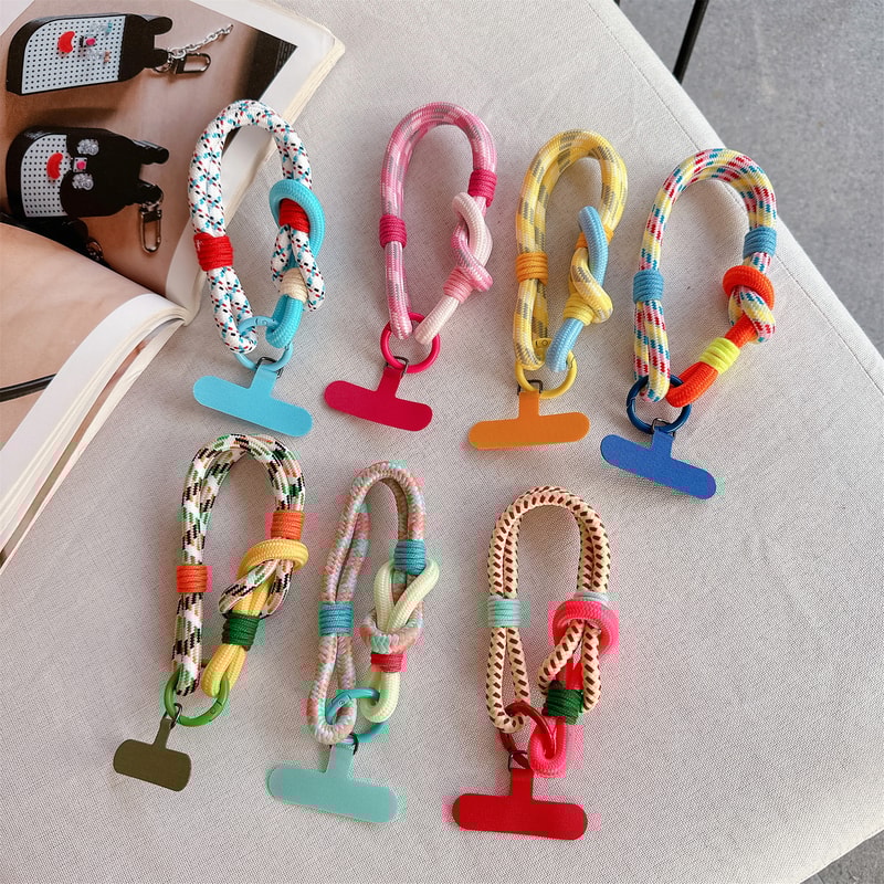 Braided Fashion Dopamine Phone Lanyard, Handwoven Short Wrist Strap, Anti-lost Hanging Cord Phone Charm Accessories