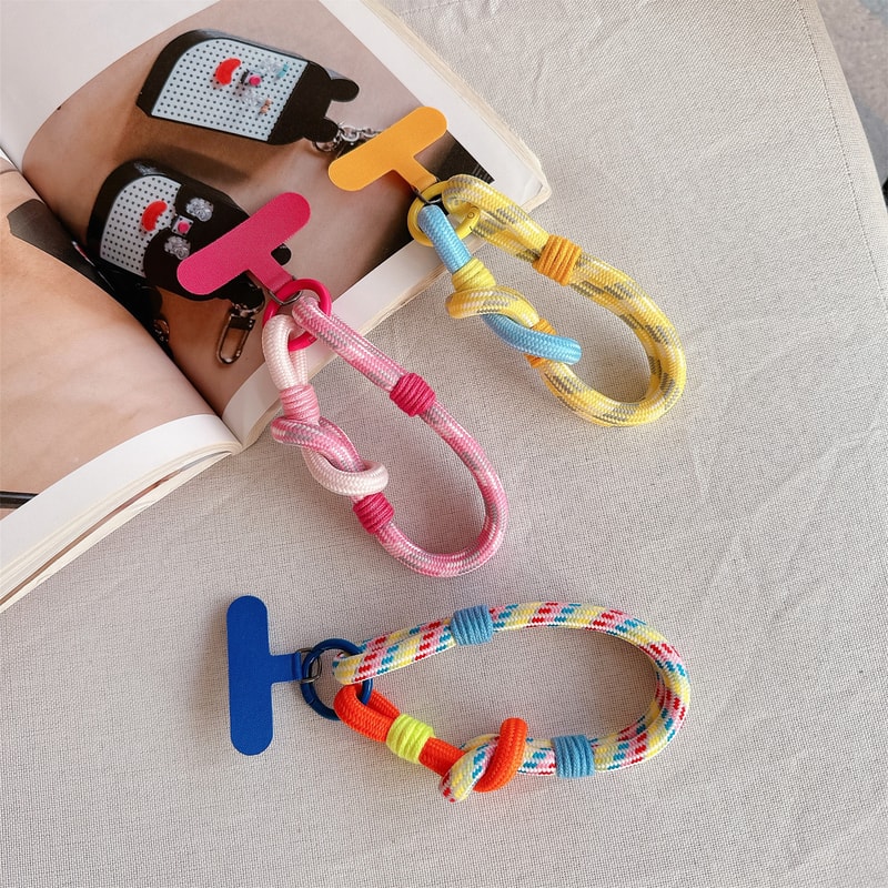 Braided Fashion Dopamine Phone Lanyard, Handwoven Short Wrist Strap, Anti-lost Hanging Cord Phone Charm Accessories