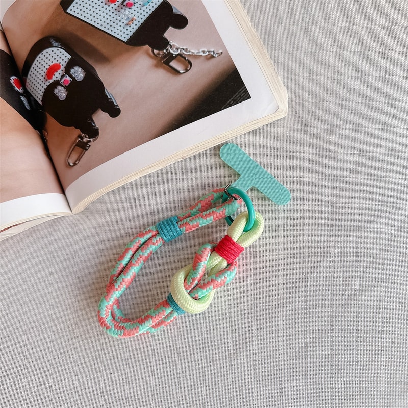 Braided Fashion Dopamine Phone Lanyard, Handwoven Short Wrist Strap, Anti-lost Hanging Cord Phone Charm Accessories