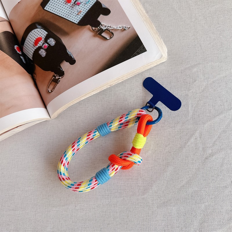 Braided Fashion Dopamine Phone Lanyard, Handwoven Short Wrist Strap, Anti-lost Hanging Cord Phone Charm Accessories