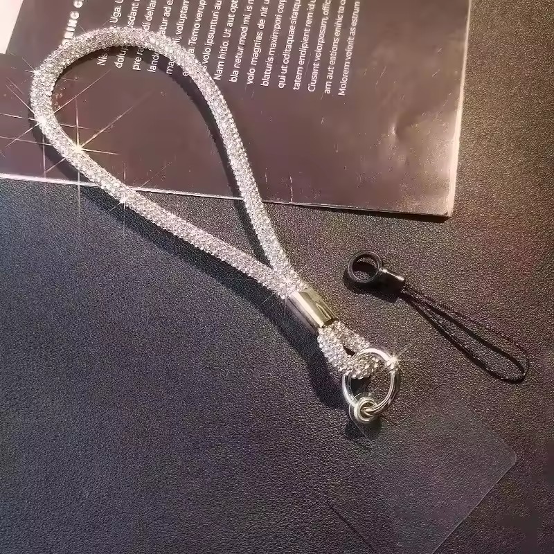 Crystal Glitter Phone Lanyard, Wrist Strap Keychain, Anti Lost Rope for iPhone 16 Samsung, Universal Bling Hanging Cord