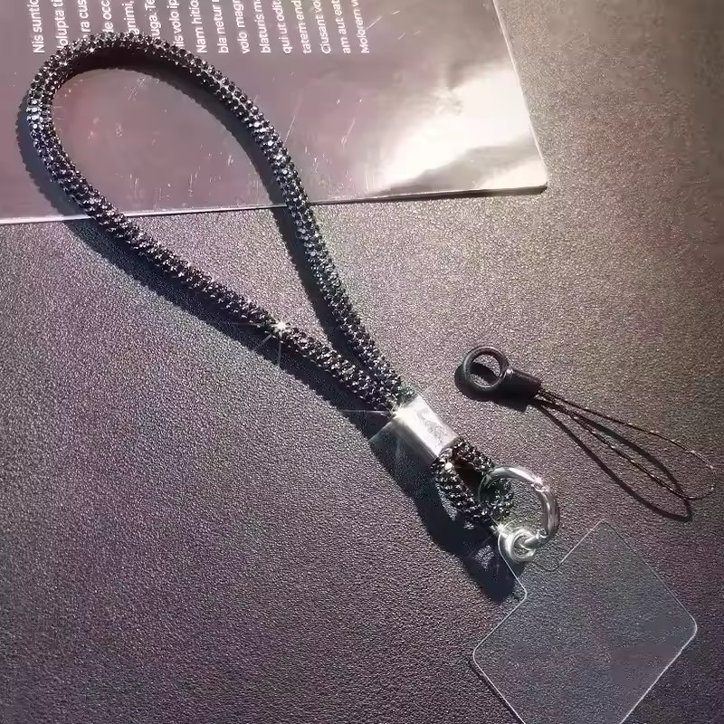 Crystal Glitter Phone Lanyard, Wrist Strap Keychain, Anti Lost Rope for iPhone 16 Samsung, Universal Bling Hanging Cord