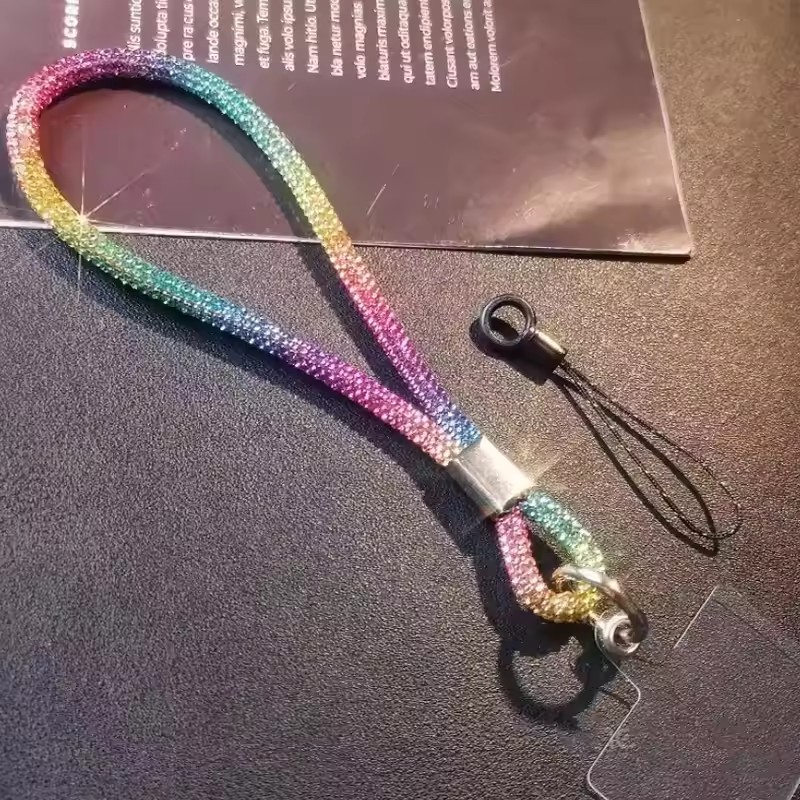 Crystal Glitter Phone Lanyard, Wrist Strap Keychain, Anti Lost Rope for iPhone 16 Samsung, Universal Bling Hanging Cord