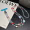 Cute Mobile Phone Chain Crossbody, Handmade Beaded Strap Chain, Plaid Square Strawberry Love Lanyard for Fashion Trend