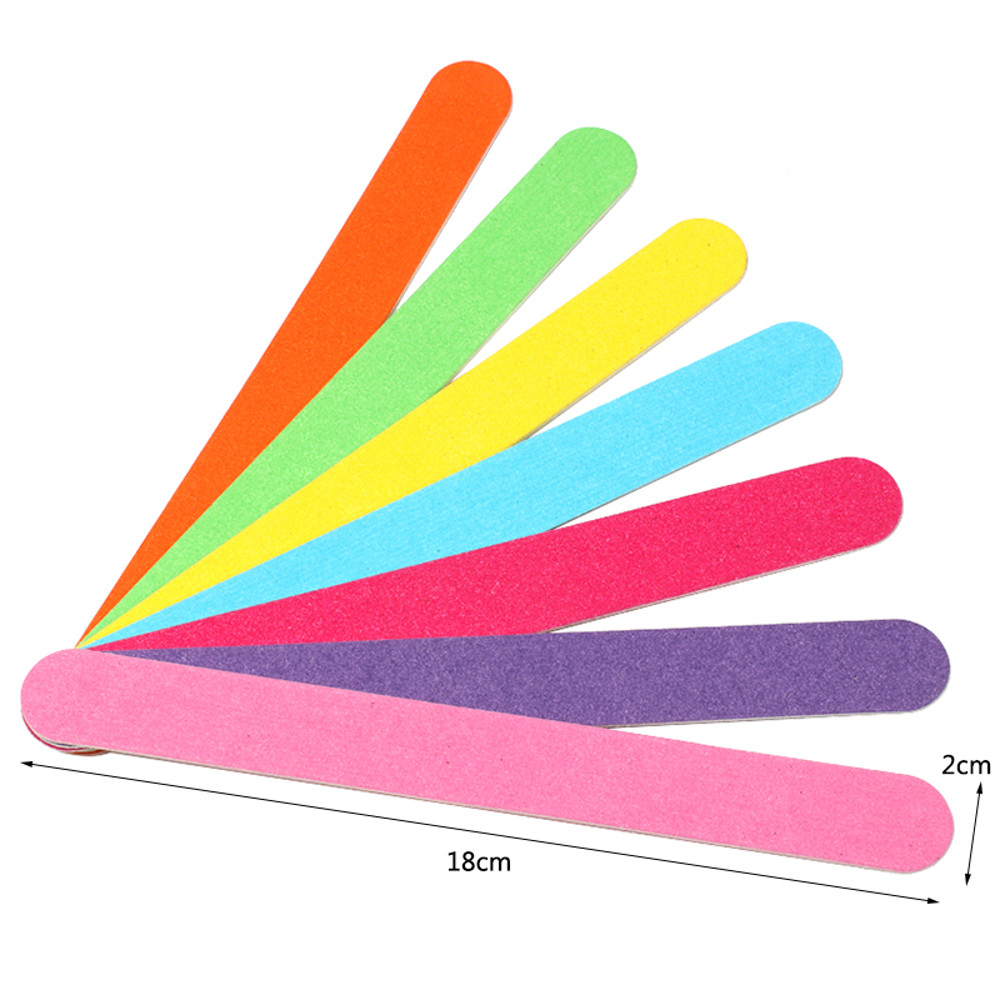Professional Nail Files 20Pcs/Lot Wooden Nail File, 180/240 Colorful Sandpaper Buffers for Pedicure Manicure