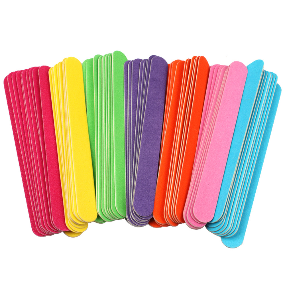 Professional Nail Files 20Pcs/Lot Wooden Nail File, 180/240 Colorful Sandpaper Buffers for Pedicure Manicure