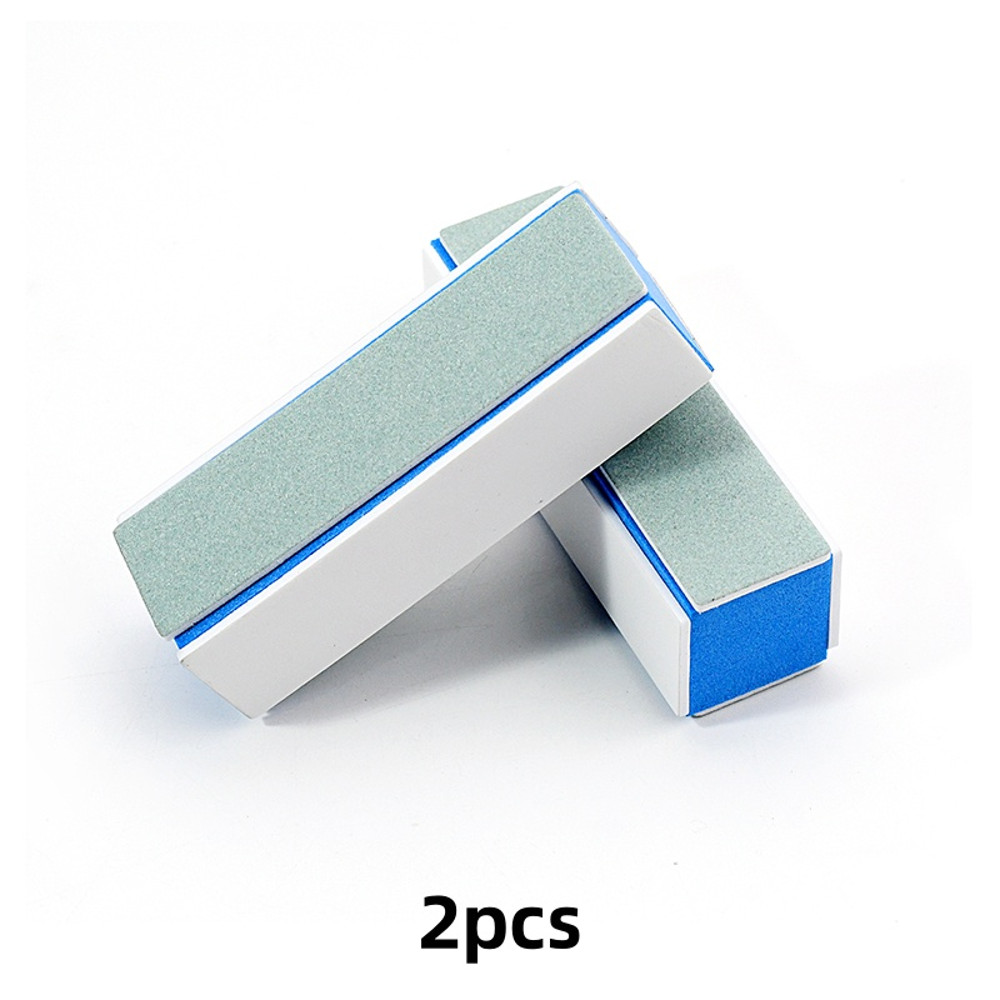 4 Way Blue Core Nail Buffer Blocks 2Pcs Set, Multi Grit Manicure Tools for Shaping, Smoothing, Glossy Salon Finish