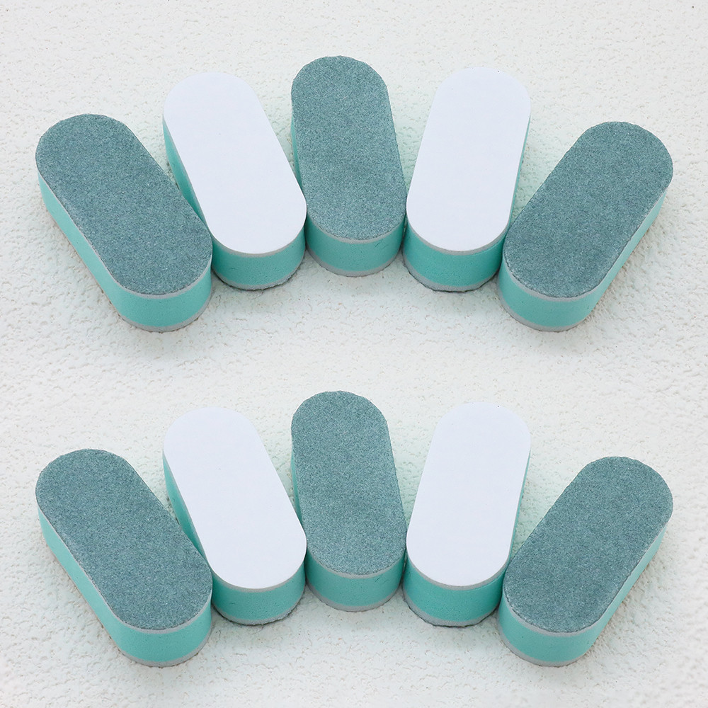 Green Core Nail Buffers Oval Sponge, Double-Sided Manicure Polishing Tools, Portable Shaping Durable Nail Care Equipment