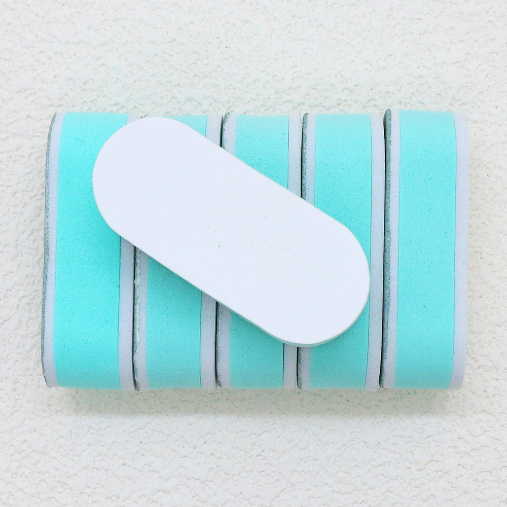 Green Core Nail Buffers Oval Sponge, Double-Sided Manicure Polishing Tools, Portable Shaping Durable Nail Care Equipment