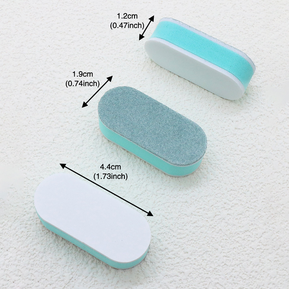 Green Core Nail Buffers Oval Sponge, Double-Sided Manicure Polishing Tools, Portable Shaping Durable Nail Care Equipment