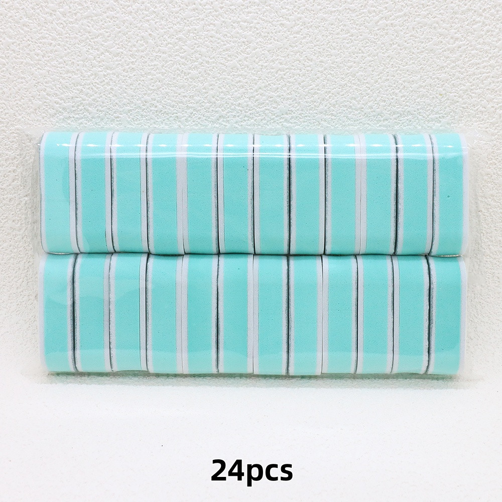 Green Core Nail Buffers Oval Sponge, Double-Sided Manicure Polishing Tools, Portable Shaping Durable Nail Care Equipment