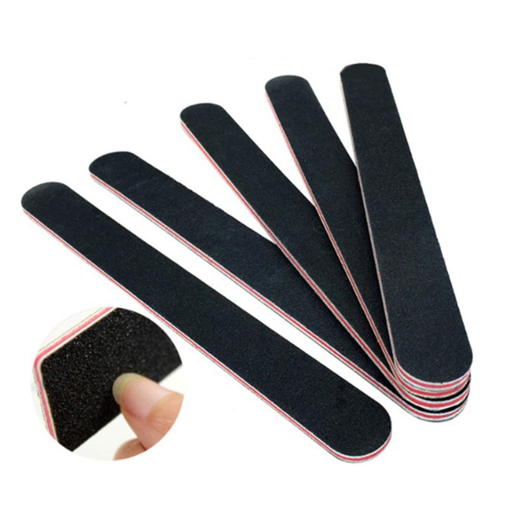 Professional Nail Buffer Nailfile Black Sandpaper, Strong Straight Lime, 100 180 Angle Buffing Sanding Files for Salon
