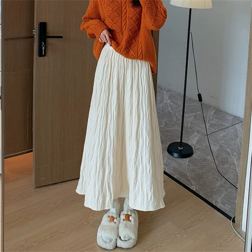 2025 New Korean Design, High Waist Skirt, Autumn Winter Female Skirt, Warm Thick Knitted Wool Long Skirt