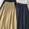 Women's High Waist White Long Skirt, A-Line Knee-Length Pleated Skirt with Pockets, Casual Elegant Fashion for Autumn
