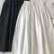 Women's High Waist White Long Skirt, A-Line Knee-Length Pleated Skirt with Pockets, Casual Elegant Fashion for Autumn