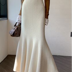 smthma new autumn winter thick knitted skirt for women, high waist fishtail mohair long skirt, casual warm mid-length