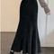 SMTHMA New Autumn Winter Thick Knitted Skirt for Women, High Waist Fishtail Mohair Long Skirt, Casual Warm Mid-Length