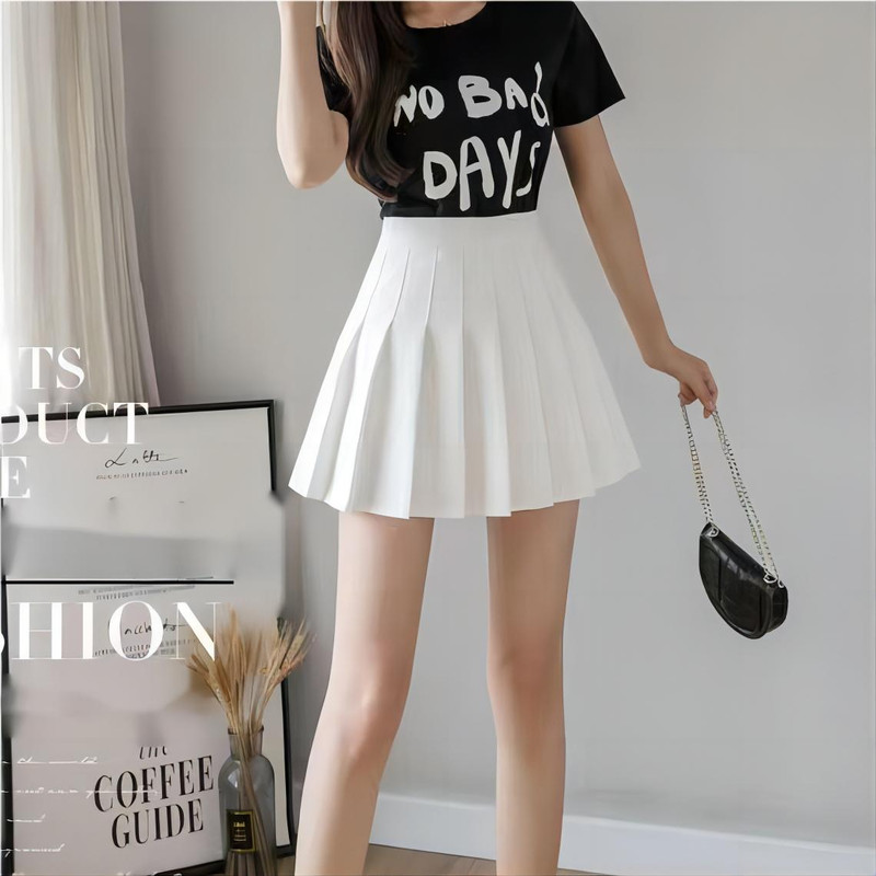 2024 New Sexy Women's Pleated Skirt, High Waist Vintage Mini Skirt for Summer, Korean Tennis Student White Dance Skirt