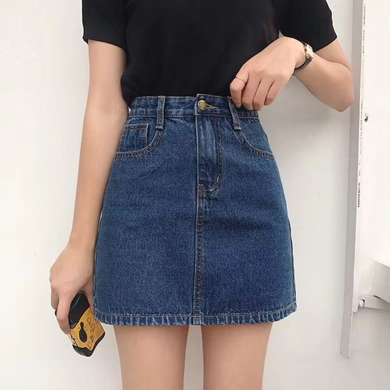 Summer Denim Short Skirt for Women, High Waist Sexy Tight Fit | Y2K Bag Hip Mini Skirt, Stretchy Jeans Skirt for Ladies