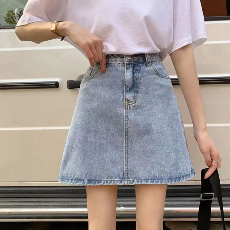 Summer Denim Short Skirt for Women, High Waist Sexy Tight Fit | Y2K Bag Hip Mini Skirt, Stretchy Jeans Skirt for Ladies